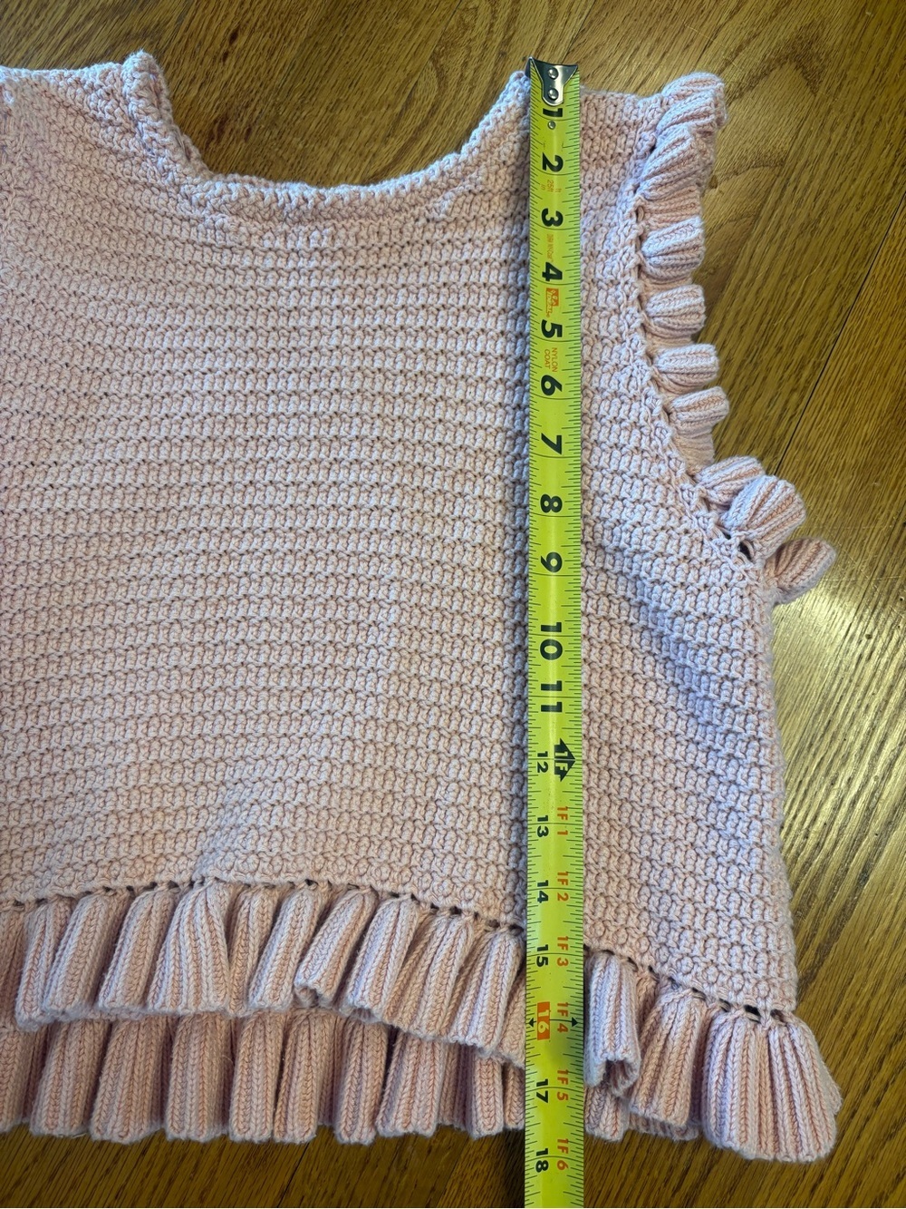 Zara Knit Ruffle Trim Crochet Cotton Sleeveless Top Blush Pink Size Large - Picture 6 of 9